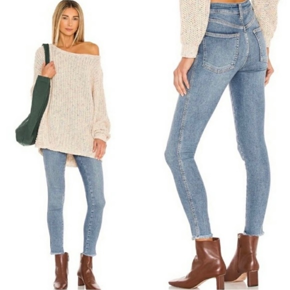 Free People High Rise Raw Hem Jeans - Picture 4 of 14